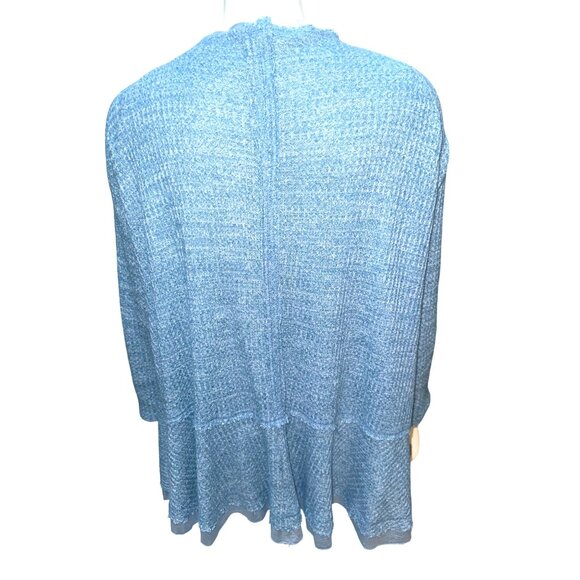 Chrysanthemum Waffle Knit Blue Off Shoulder Long Sleeve Tunic Sweater L - Picture 5 of 7